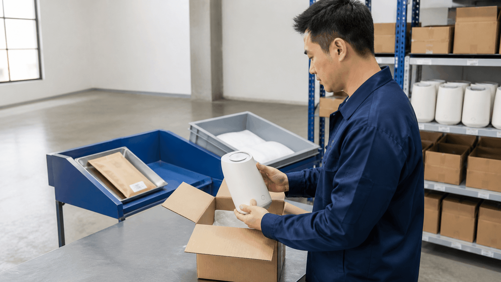 退货商品经过检查、退款记录与库存处置的连续工作台